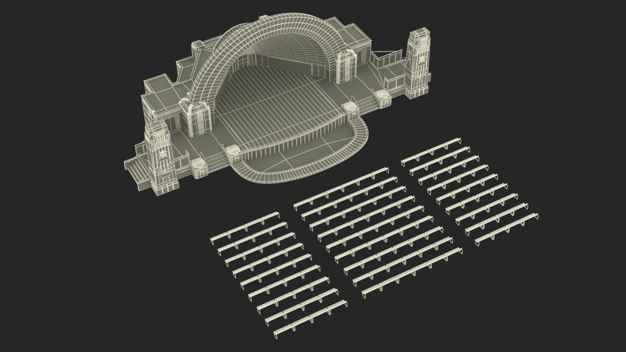 Washington Park Band Shell with Seating 3D model