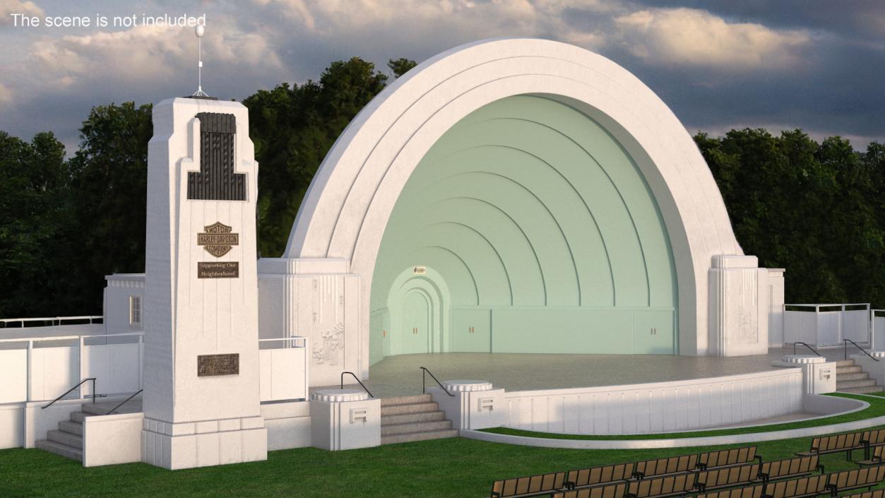 Washington Park Band Shell with Seating 3D model