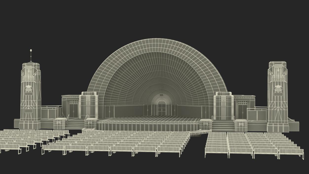 Washington Park Band Shell with Seating 3D model