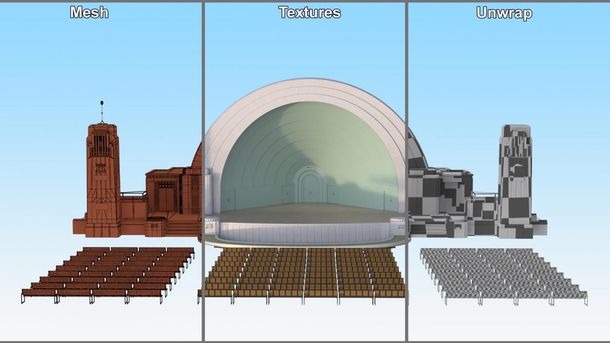 Washington Park Band Shell with Seating 3D model