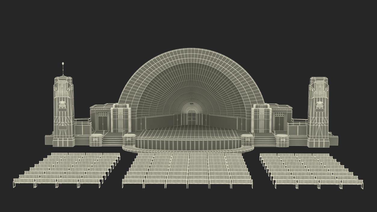 Washington Park Band Shell with Seating 3D model