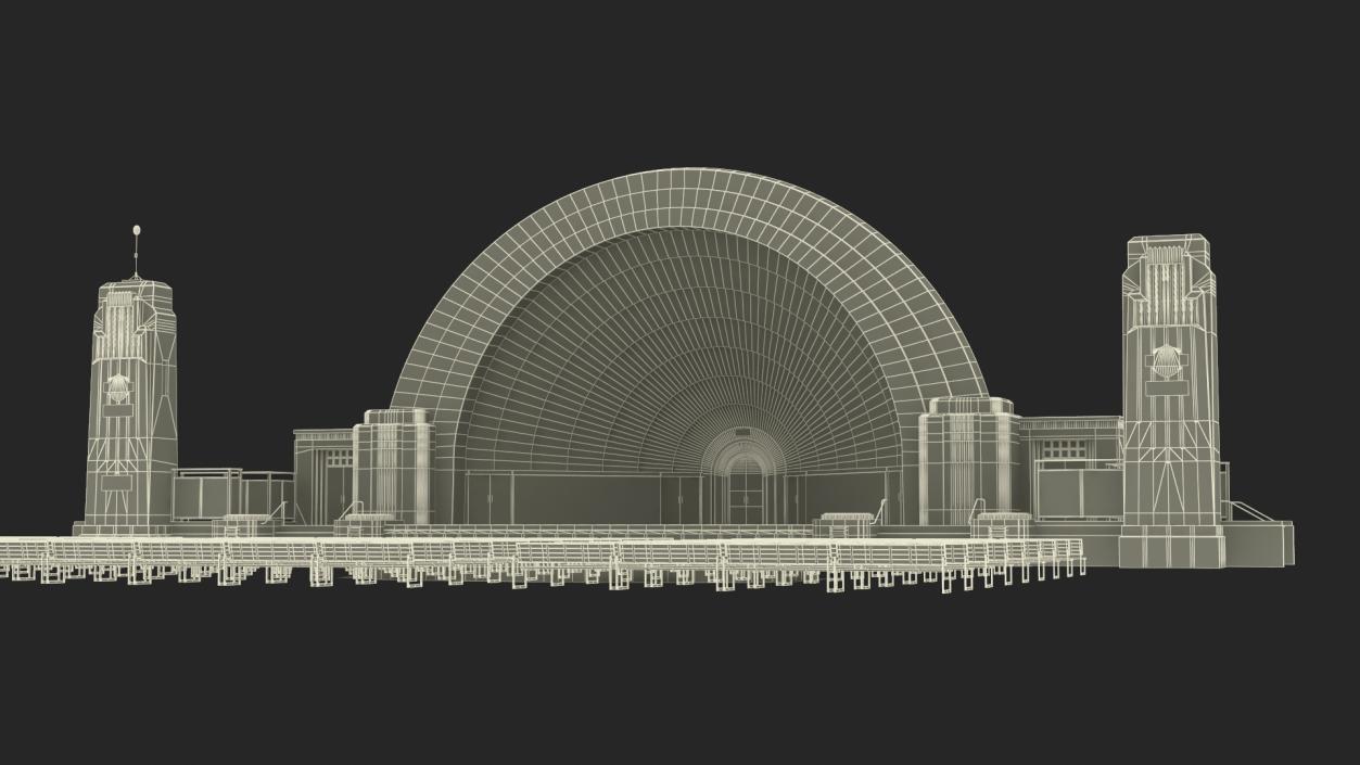 Washington Park Band Shell with Seating 3D model