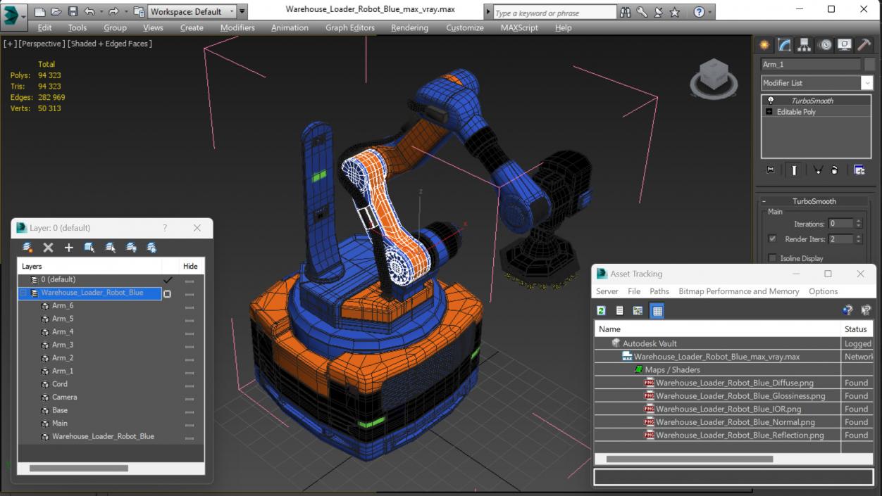 Warehouse Loader Robot Blue 3D