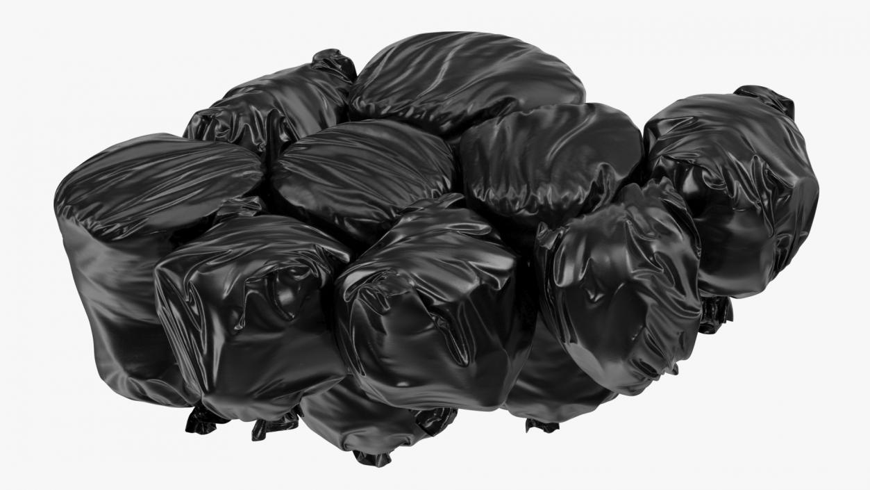 3D Tied Closed Black Plastic Rubbish Bags model