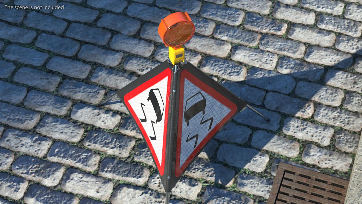 3D Folding Three Sided Traffic Sign Slippery Road