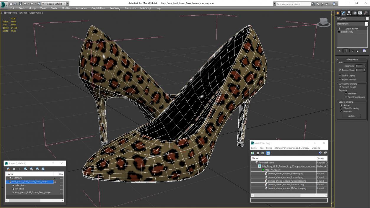 3D Katy Perry Gold Brown Sissy Pumps model