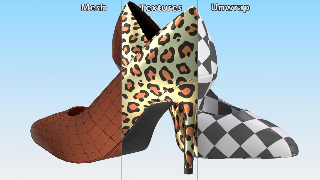 3D Katy Perry Gold Brown Sissy Pumps model