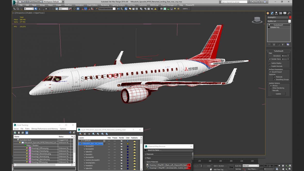 Mitsubishi SpaceJet M100 Retracted Landing Gear 3D