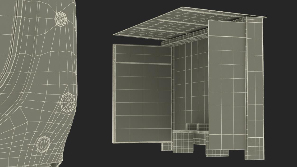 3D Futuristic Public Bus with Bus Stop Shelter model