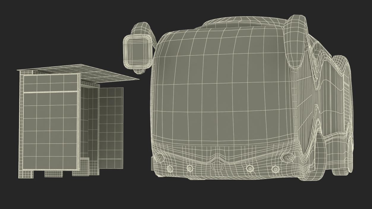 3D Futuristic Public Bus with Bus Stop Shelter model