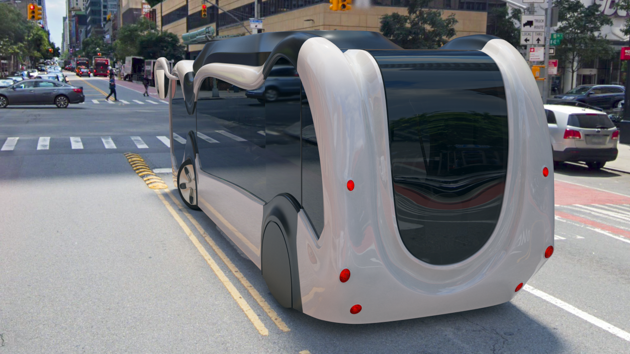 3D Futuristic Public Bus with Bus Stop Shelter model