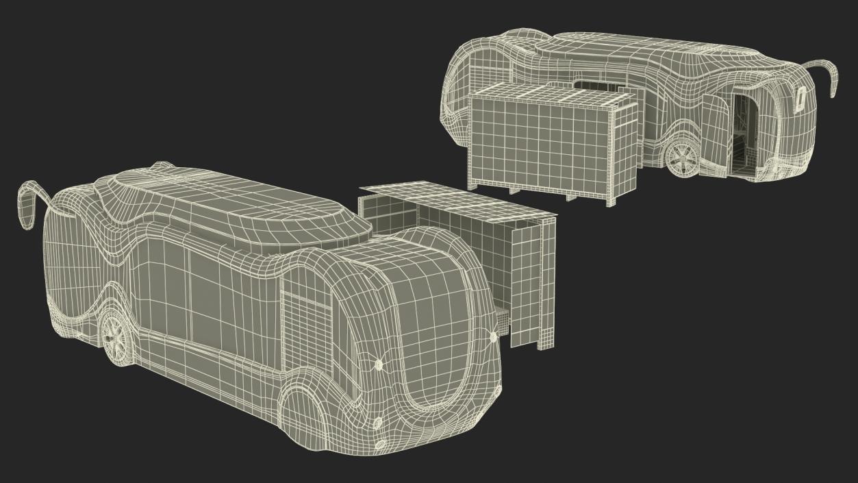 3D Futuristic Public Bus with Bus Stop Shelter model