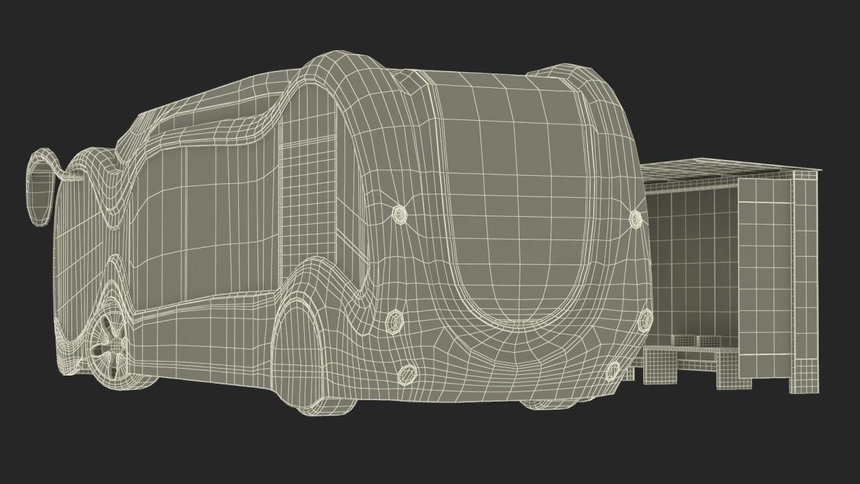 3D Futuristic Public Bus with Bus Stop Shelter model