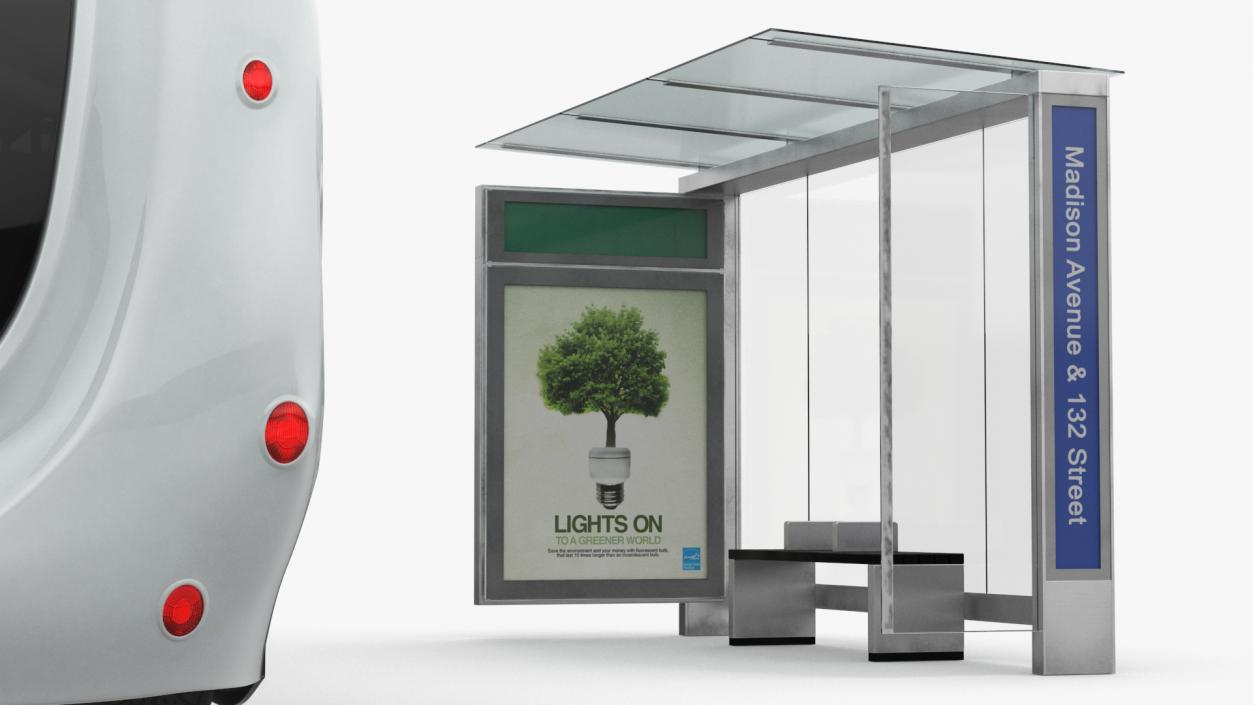 3D Futuristic Public Bus with Bus Stop Shelter model