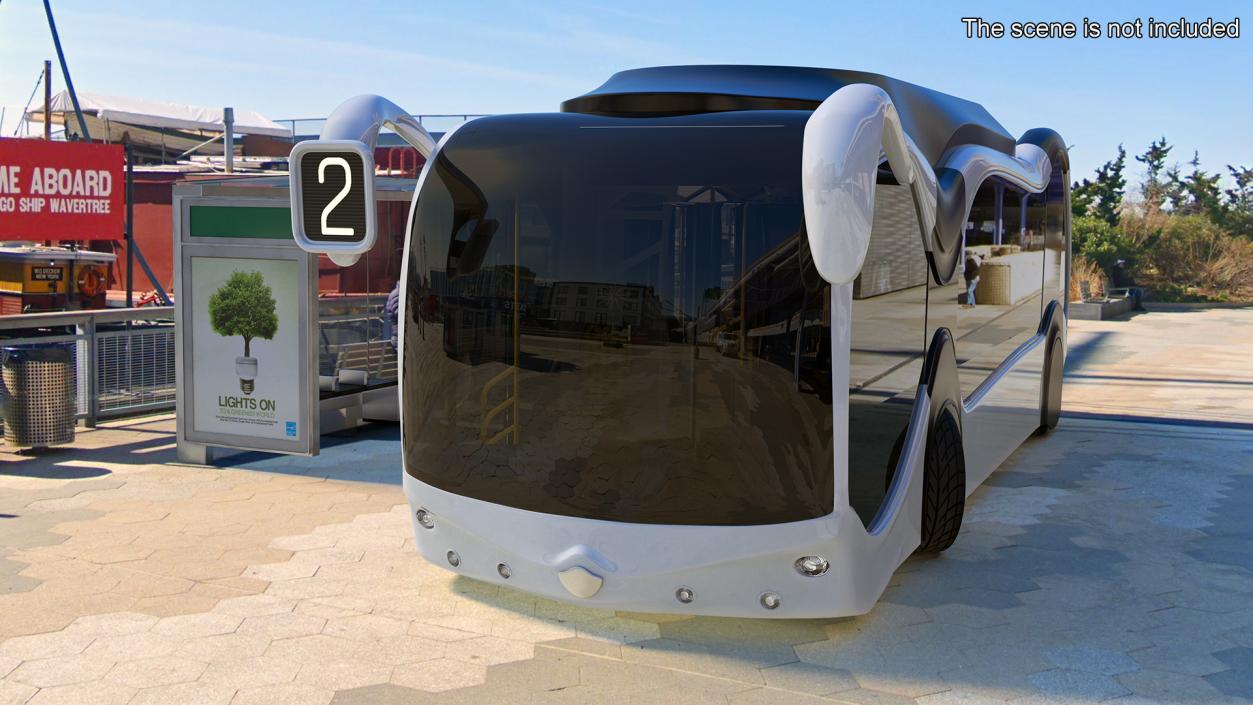 3D Futuristic Public Bus with Bus Stop Shelter model