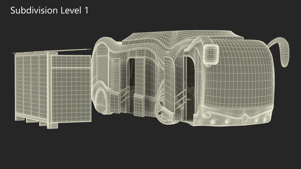 3D Futuristic Public Bus with Bus Stop Shelter model