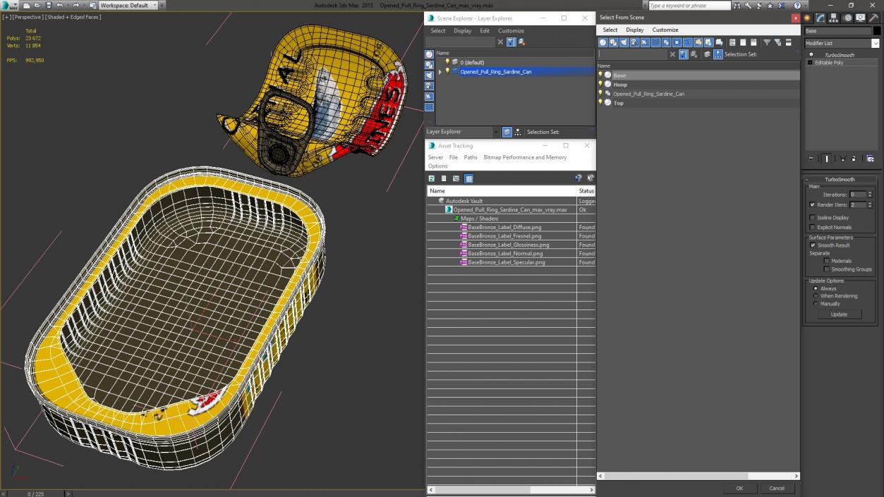 3D Open Pull Ring Sardine Can