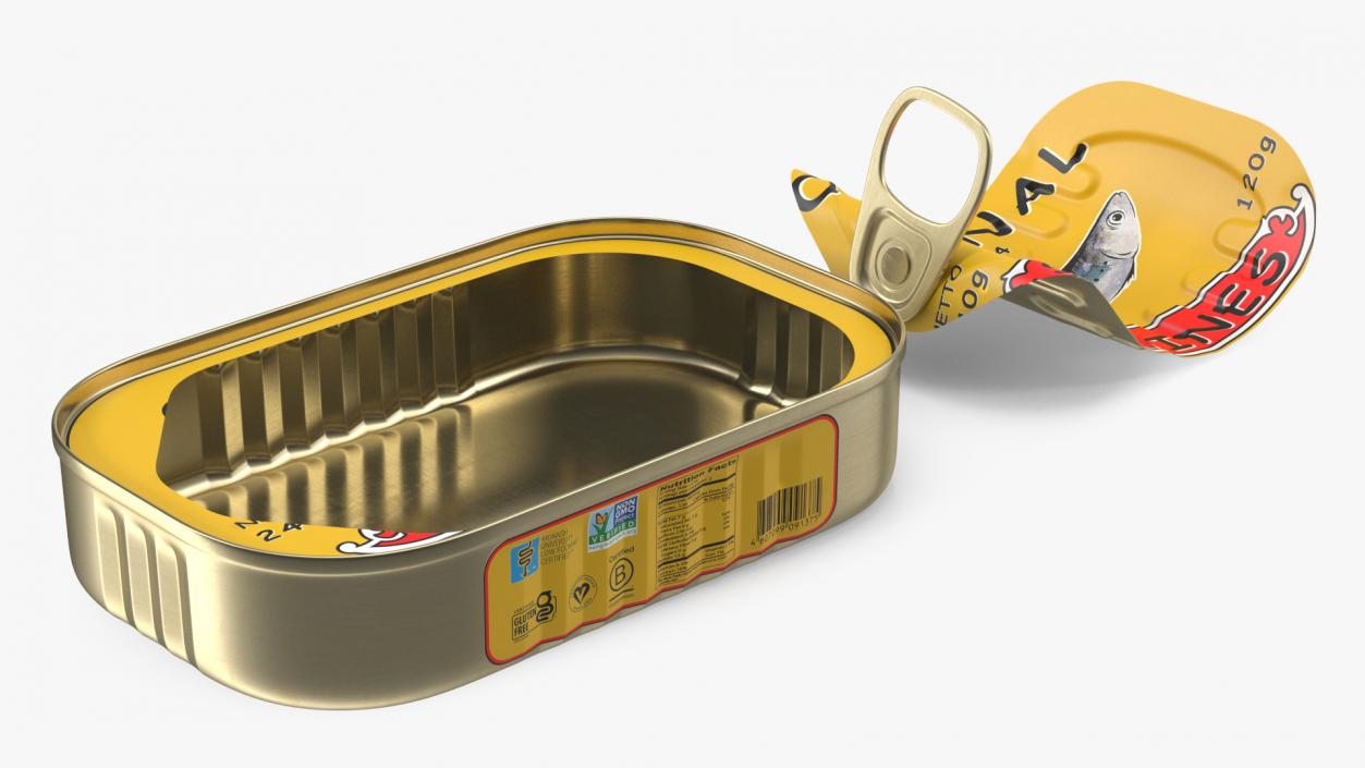 3D Open Pull Ring Sardine Can