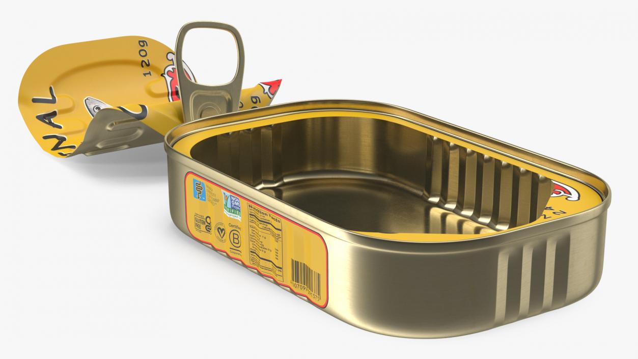 3D Open Pull Ring Sardine Can