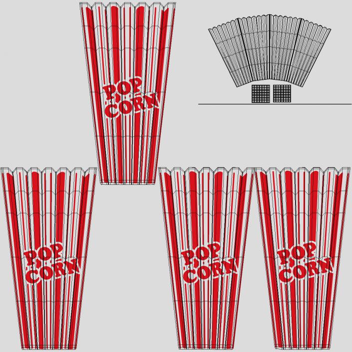 Empty Long Popcorn Cup 3D