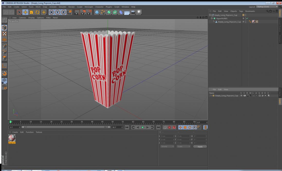 Empty Long Popcorn Cup 3D