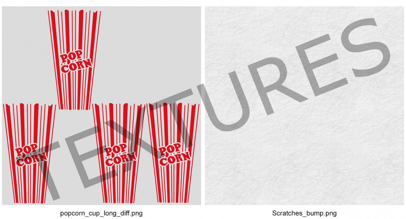 Empty Long Popcorn Cup 3D