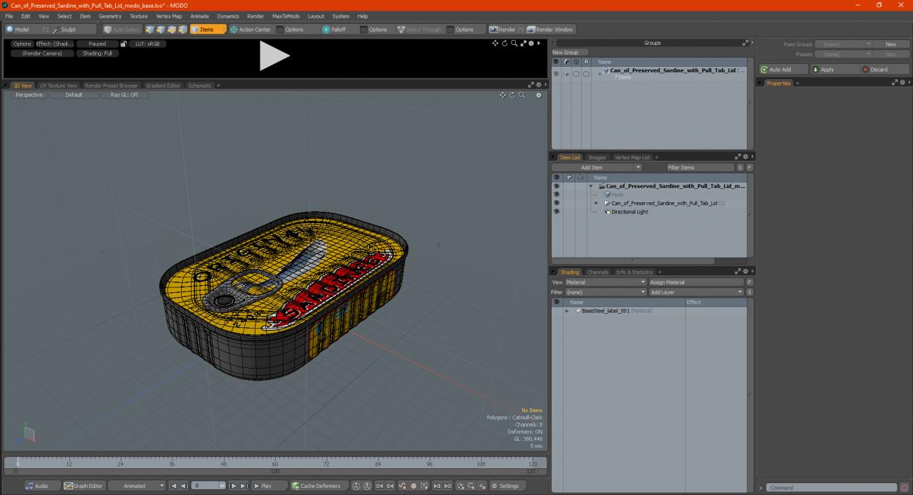 Can of Preserved Sardine with Pull Tab Lid 3D