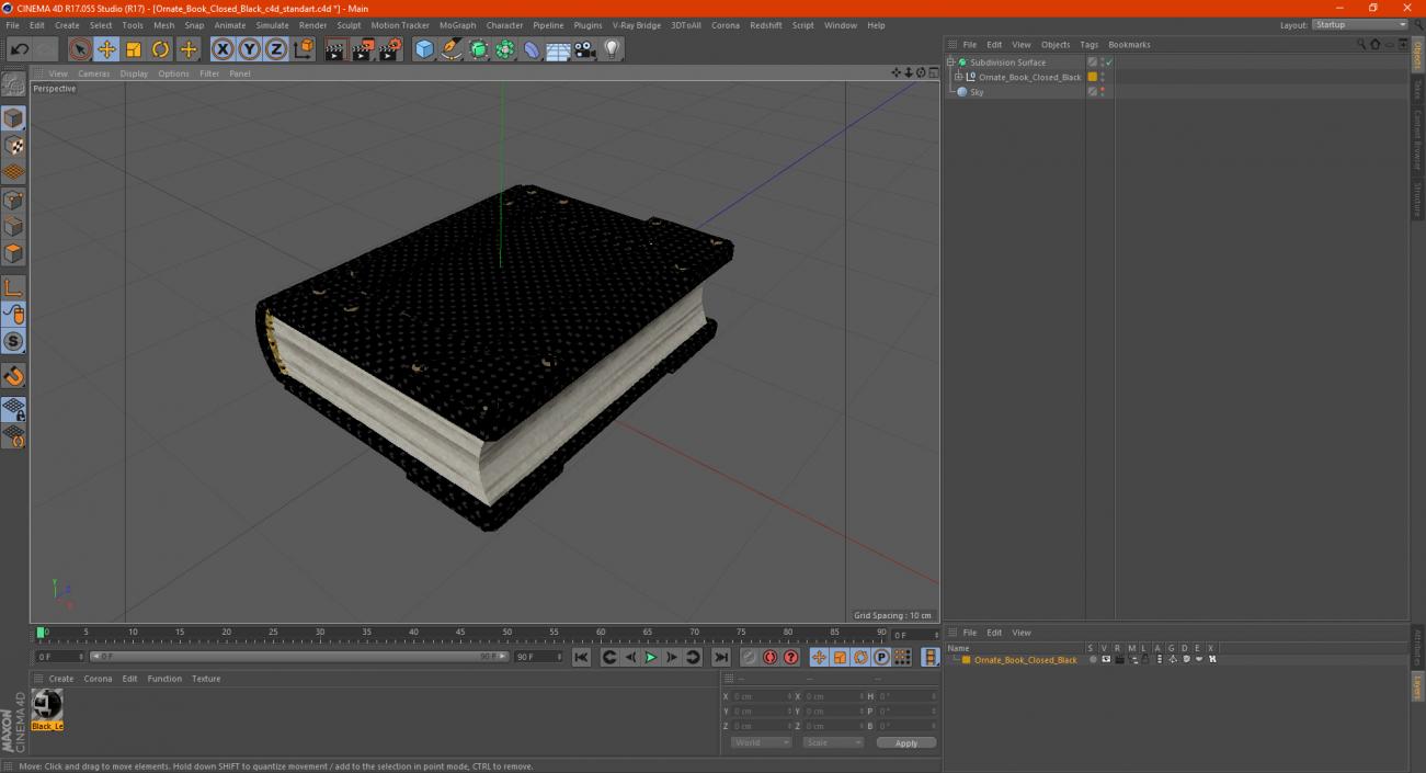 Ornate Book Closed Black 3D model