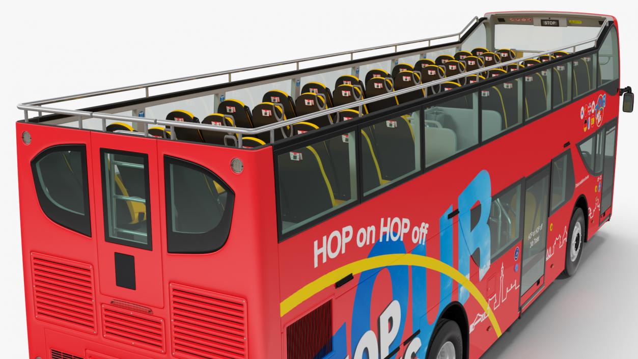 3D Open Top Double Decker Hop On Off Tour Bus Rigged for Maya model