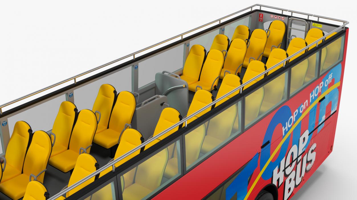 3D Open Top Double Decker Hop On Off Tour Bus Rigged for Maya model