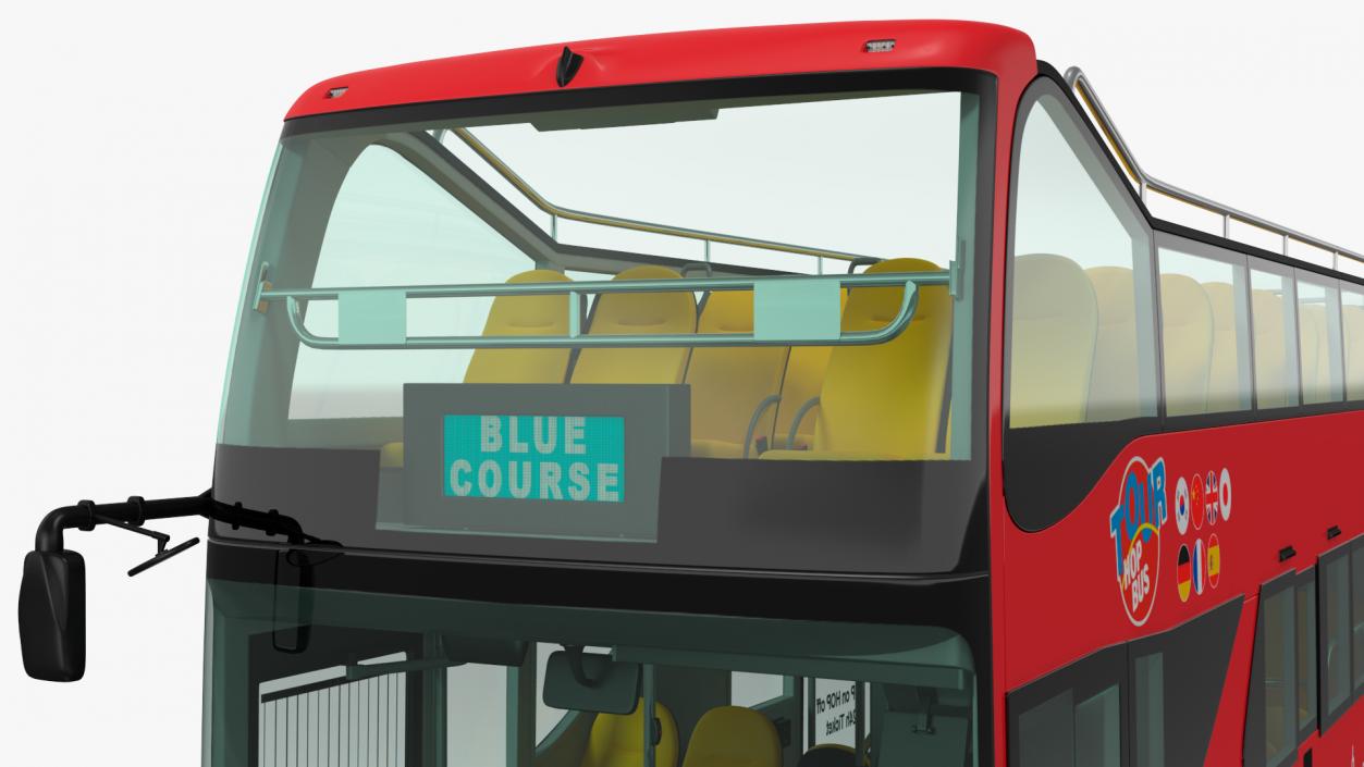 3D Open Top Double Decker Hop On Off Tour Bus Rigged for Maya model