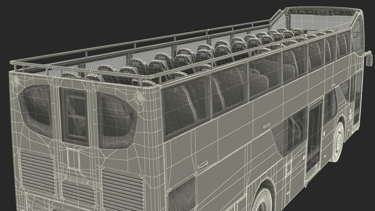 3D Open Top Double Decker Hop On Off Tour Bus Rigged for Maya model