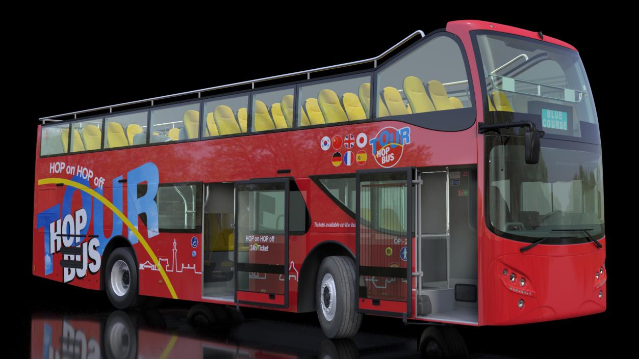 3D Open Top Double Decker Hop On Off Tour Bus Rigged for Maya model