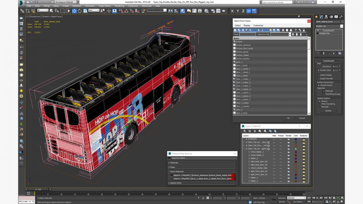 3D Open Top Double Decker Hop On Off Tour Bus Rigged for Maya model