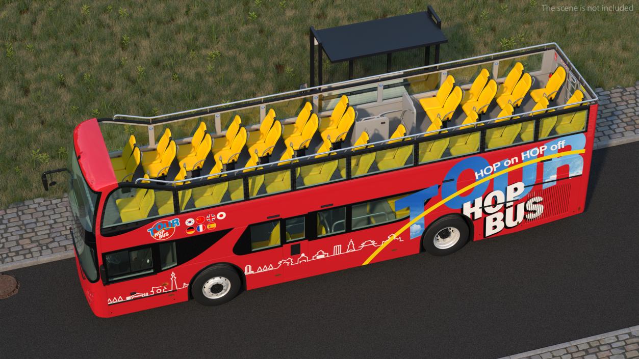 3D Open Top Double Decker Hop On Off Tour Bus Rigged for Maya model