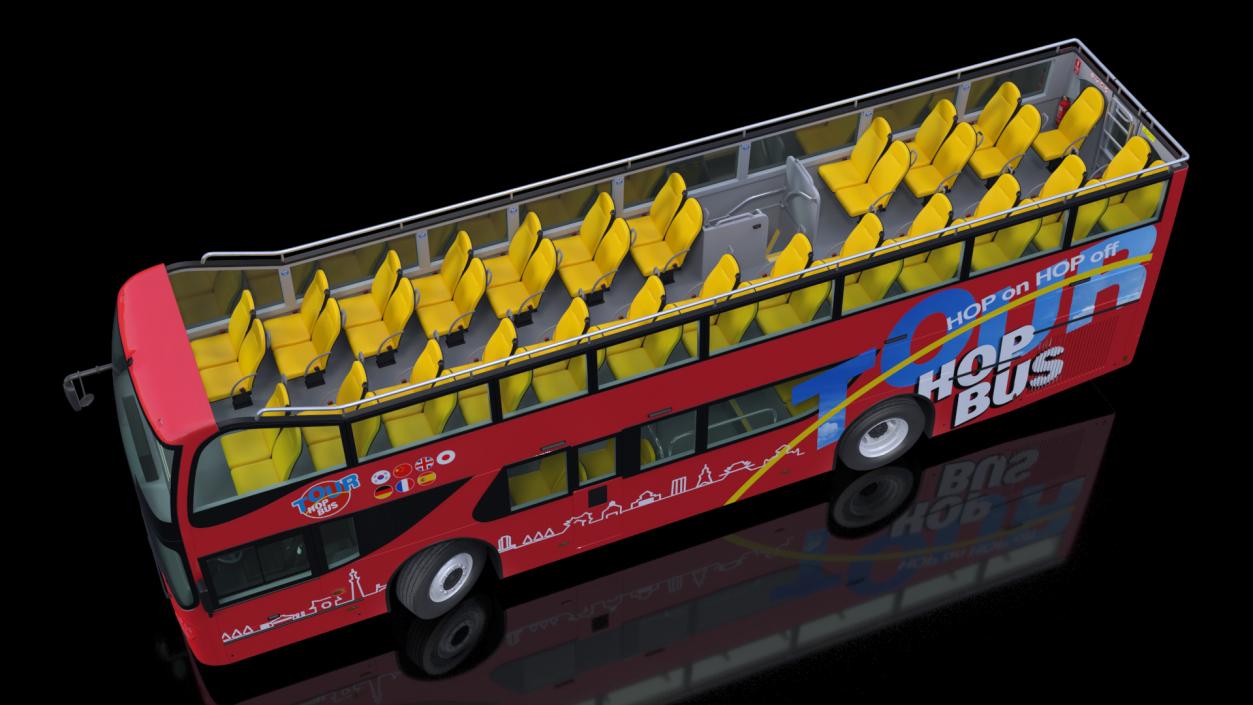 3D Open Top Double Decker Hop On Off Tour Bus Rigged for Maya model