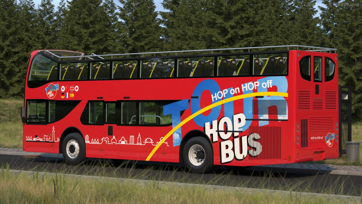 3D Open Top Double Decker Hop On Off Tour Bus Rigged for Maya model