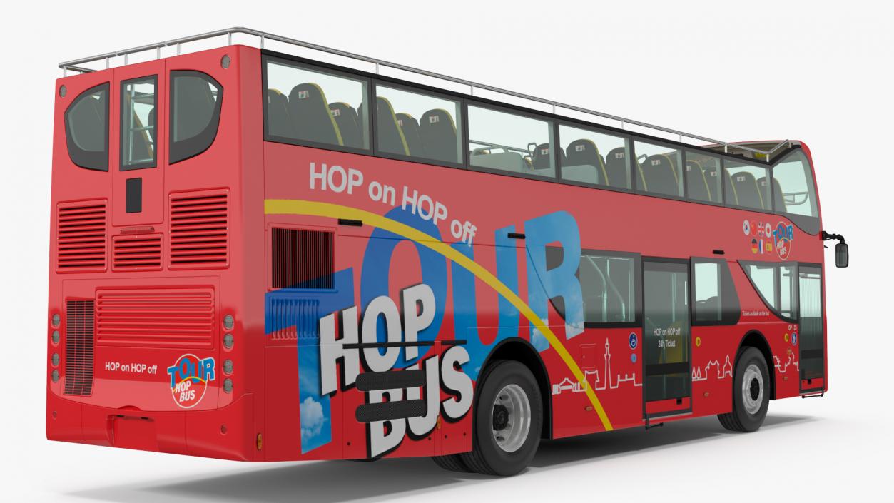 3D Open Top Double Decker Hop On Off Tour Bus Rigged for Maya model