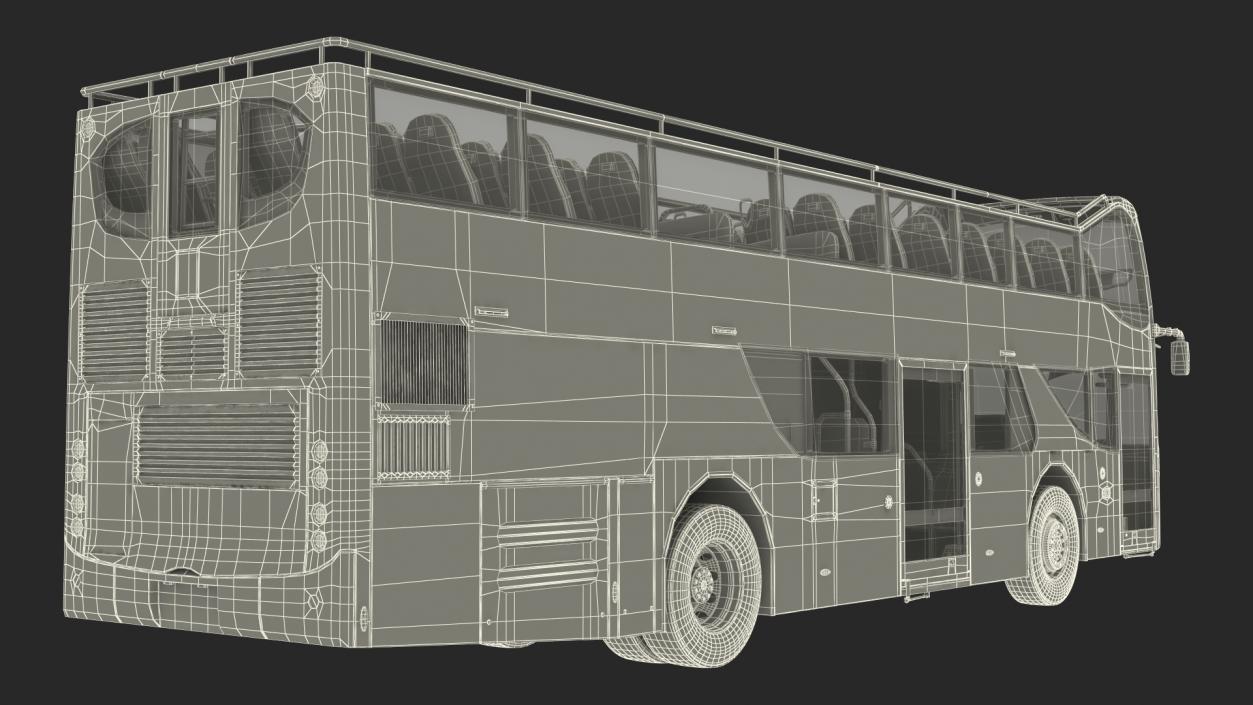 3D Open Top Double Decker Hop On Off Tour Bus Rigged for Maya model