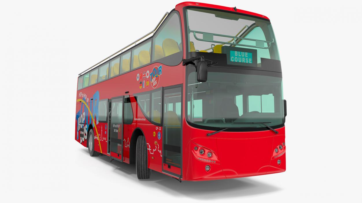 3D Open Top Double Decker Hop On Off Tour Bus Rigged for Maya model