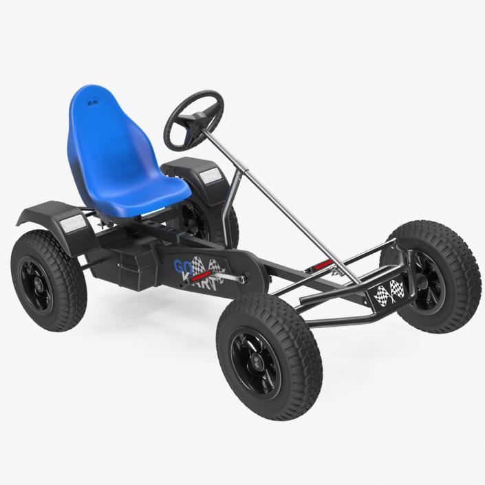 Blue Pedal Go Kart Rigged for Cinema 4D 3D model