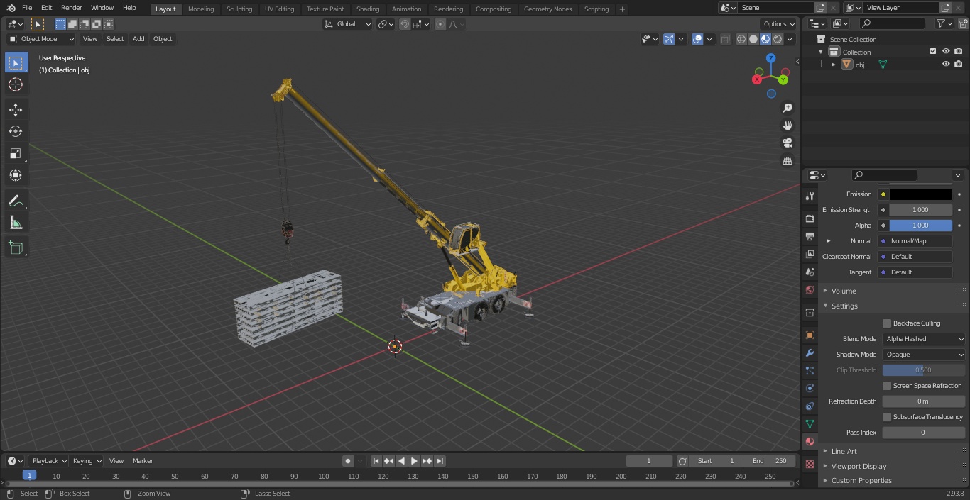 3D Mobile Crane Liebherr with Concrete Slabs