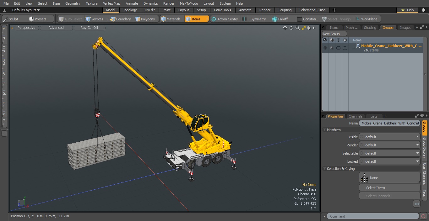 3D Mobile Crane Liebherr with Concrete Slabs