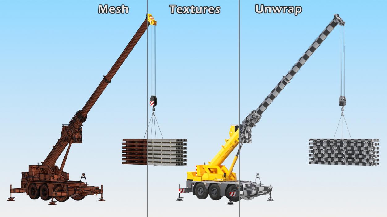 3D Mobile Crane Liebherr with Concrete Slabs