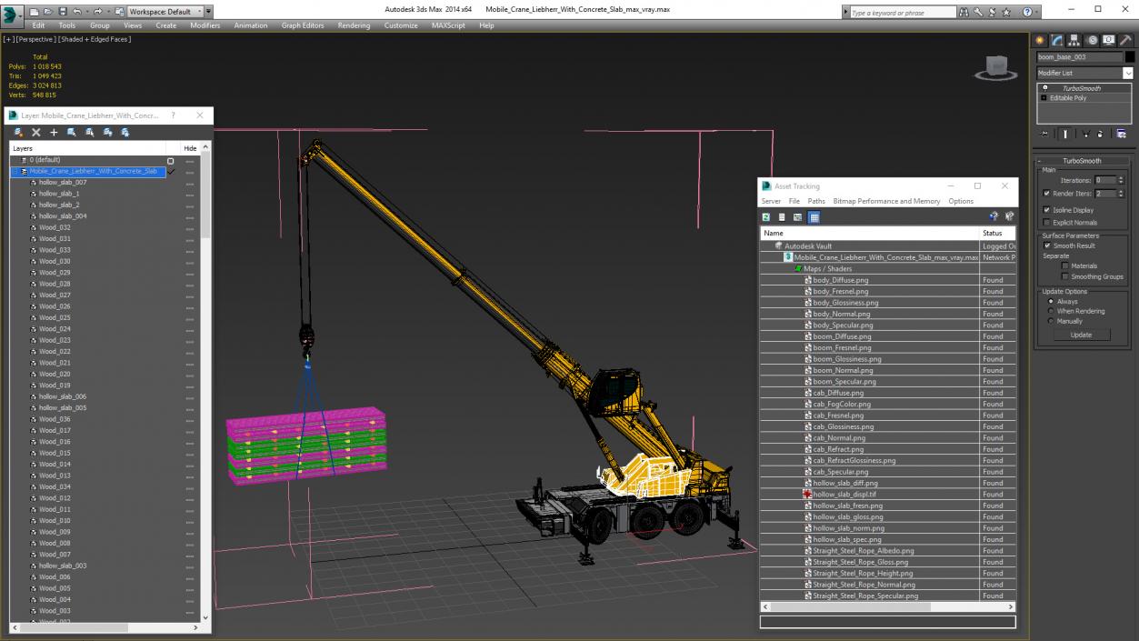 3D Mobile Crane Liebherr with Concrete Slabs