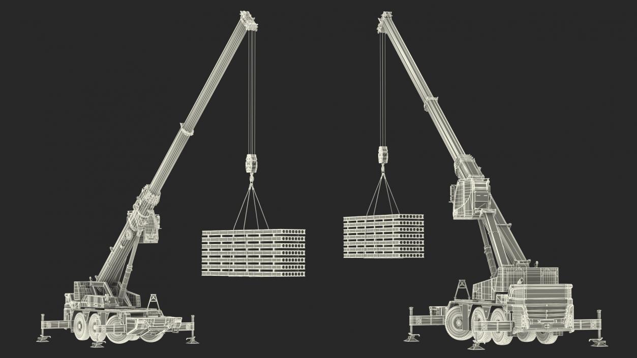 3D Mobile Crane Liebherr with Concrete Slabs