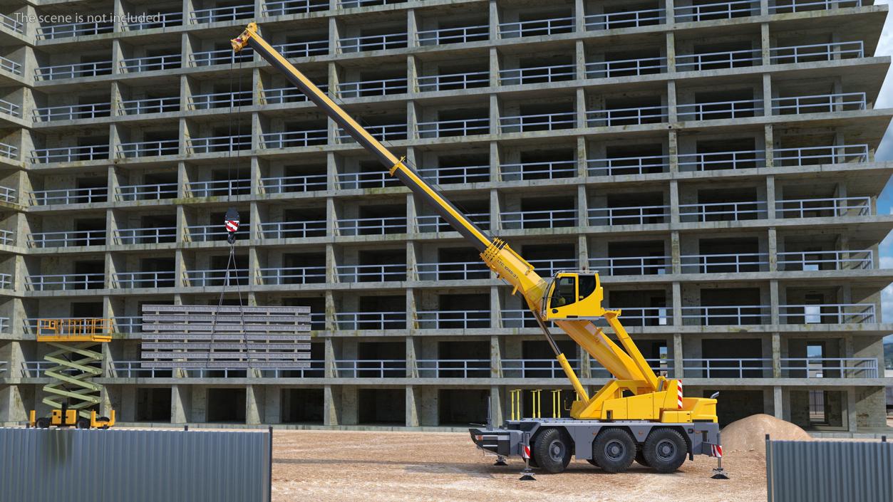 3D Mobile Crane Liebherr with Concrete Slabs