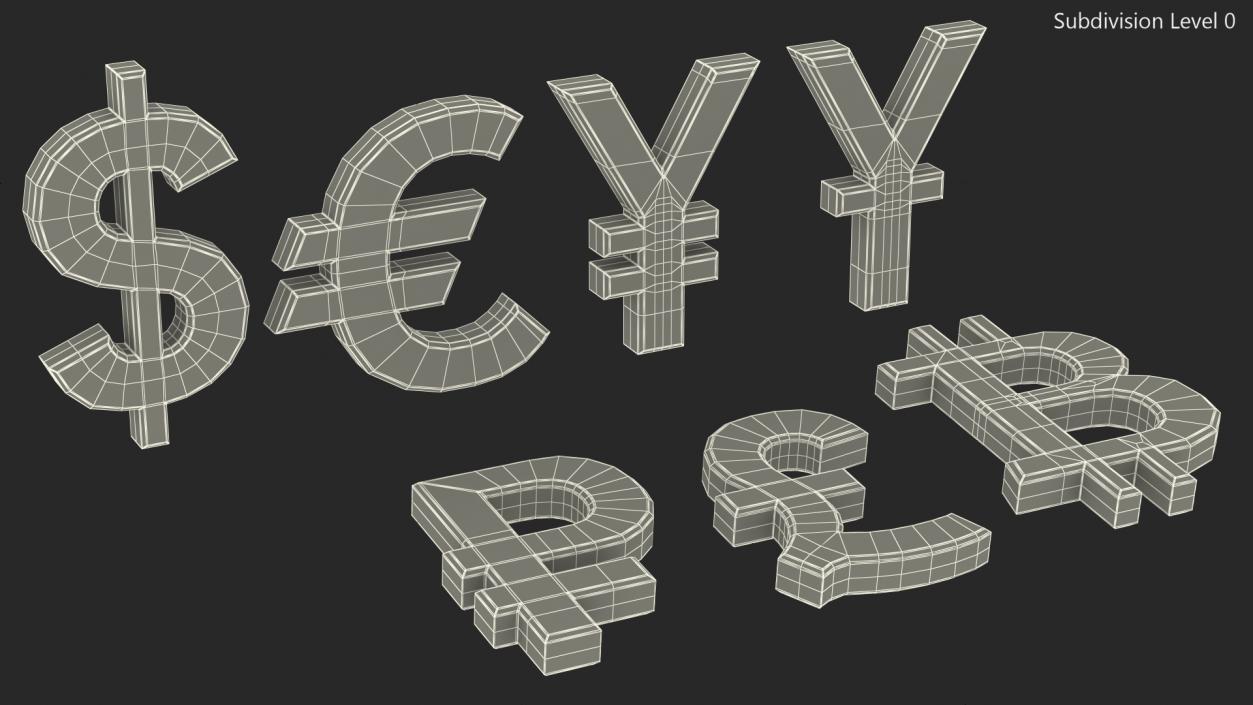 Currency Symbols Golden Set 3D