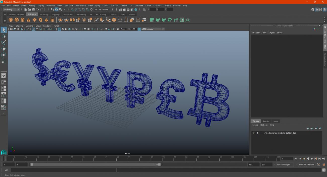 Currency Symbols Golden Set 3D