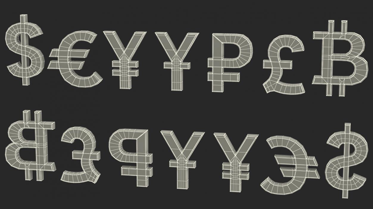 Currency Symbols Golden Set 3D